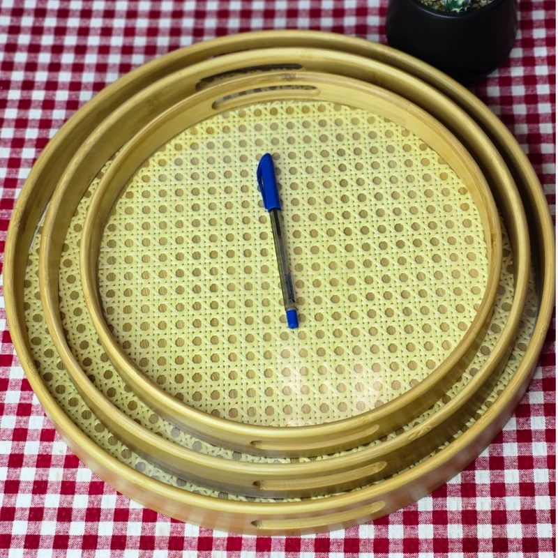 سینی بامبو برای پذیرایی با طرح حصیری